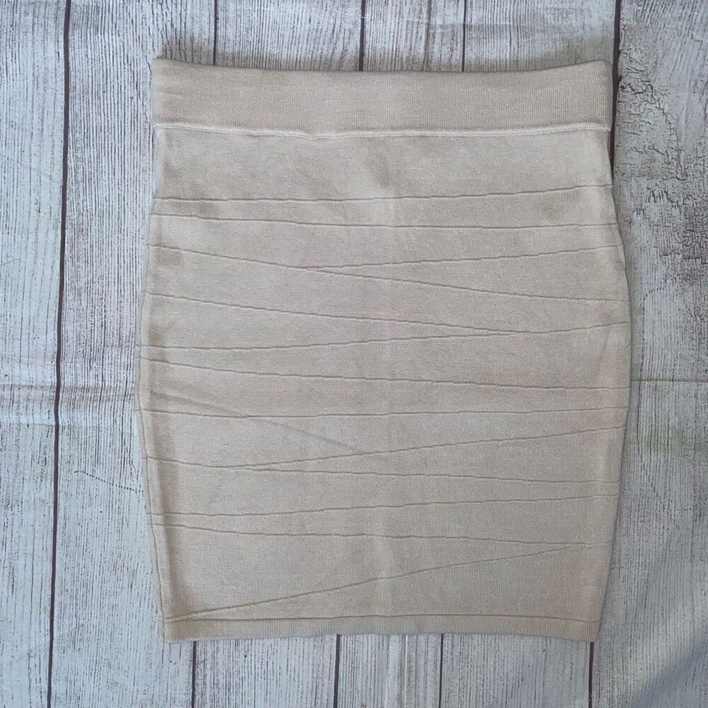 Arden B women L pull on bodycon mini skirt beige color